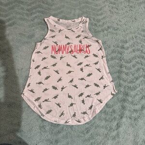Women’s Dinosaur Print Tank Top -with vinyl Mommysaurus iron on decal